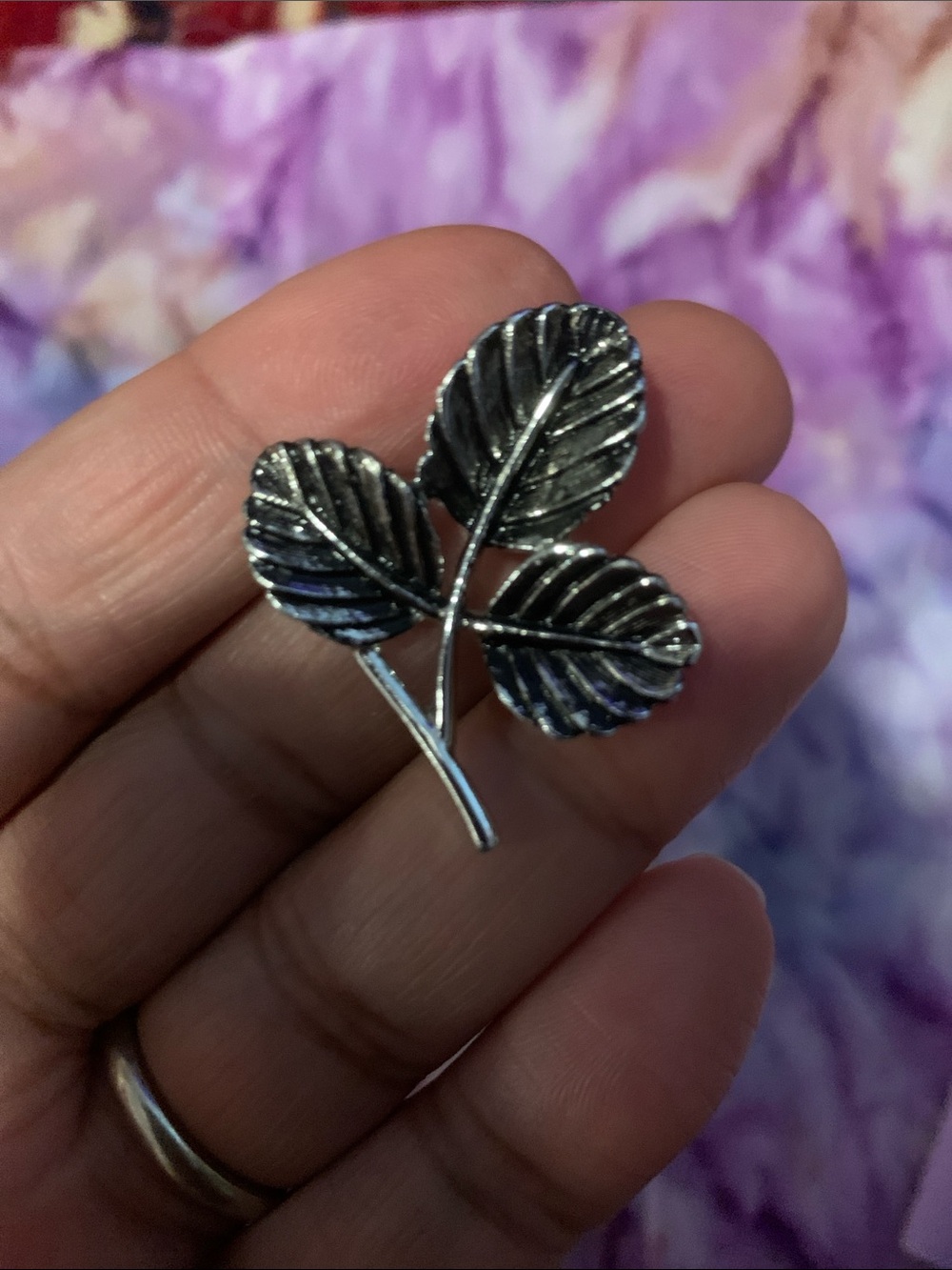 Vintage Sarah Coventry Silver Leaf Trio Brooch